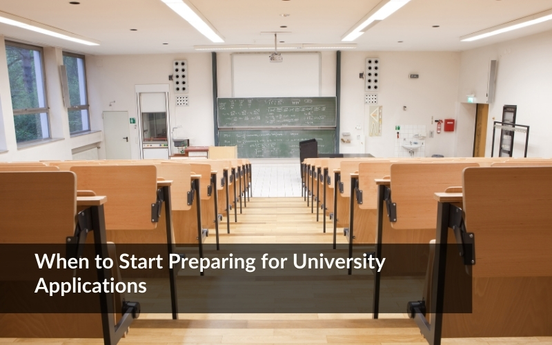 Empty university lecture hall representing early preparation for university applications.