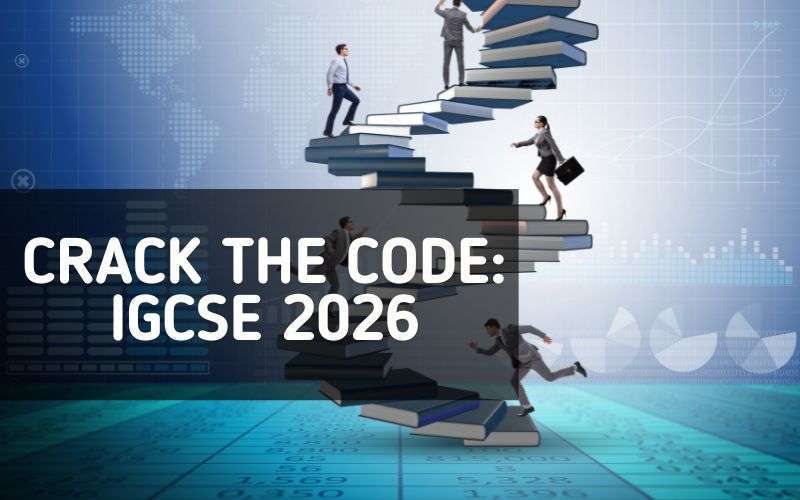 Student preparing for IGCSE 2026 exams with books and laptop