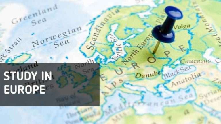 Group of international students exploring European city