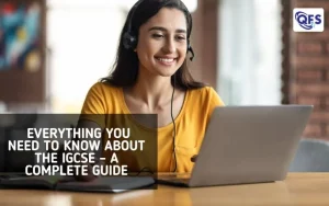 Student attending an online IGCSE course from home using a laptop