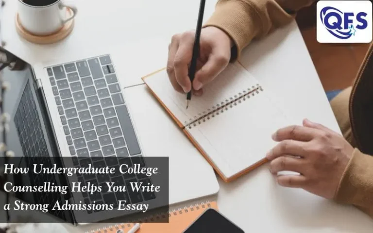 Student receiving undergraduate college counselling for admissions essay guidance