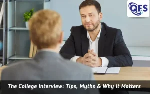 Study abroad counselor guiding a student through college admissions interview preparation