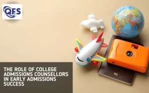 Students discussing applications with college admissions counsellors