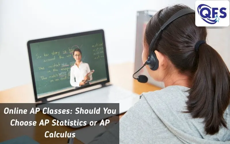 High school students learning through online AP classes on laptops