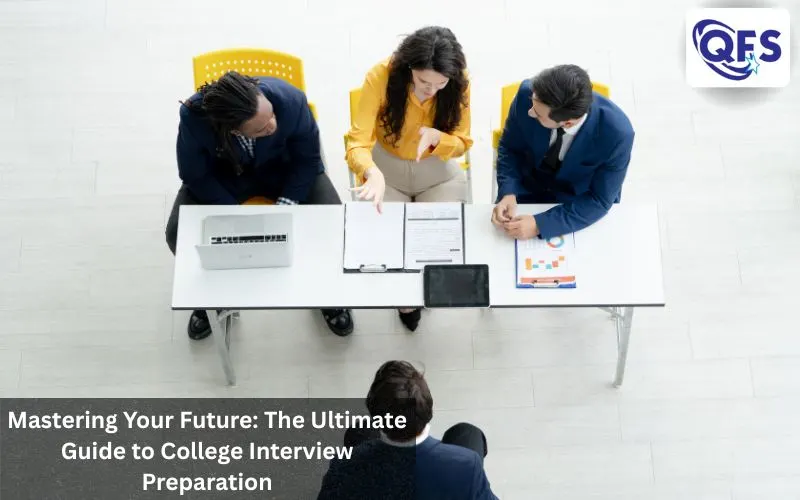 Student practicing college interview with counselor
