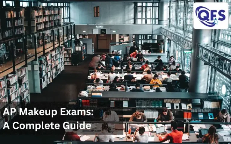 Student preparing for AP makeup exam with study materials & laptop for advanced placement testing.