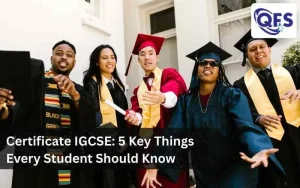 Students holding a Certificate IGCSE diploma