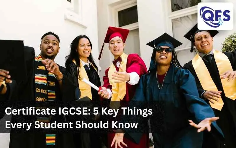 Students holding a Certificate IGCSE diploma