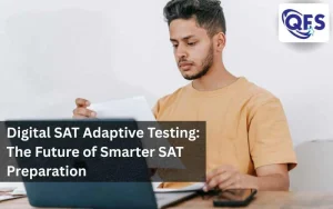 Student practising for Digital SAT Adaptive Testing on a laptop