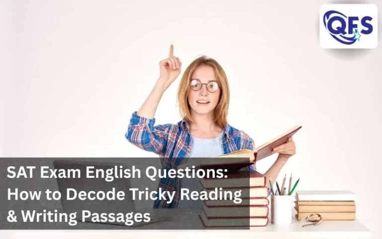 Student analyzing SAT Exam English Questions on a laptop during test prep session.