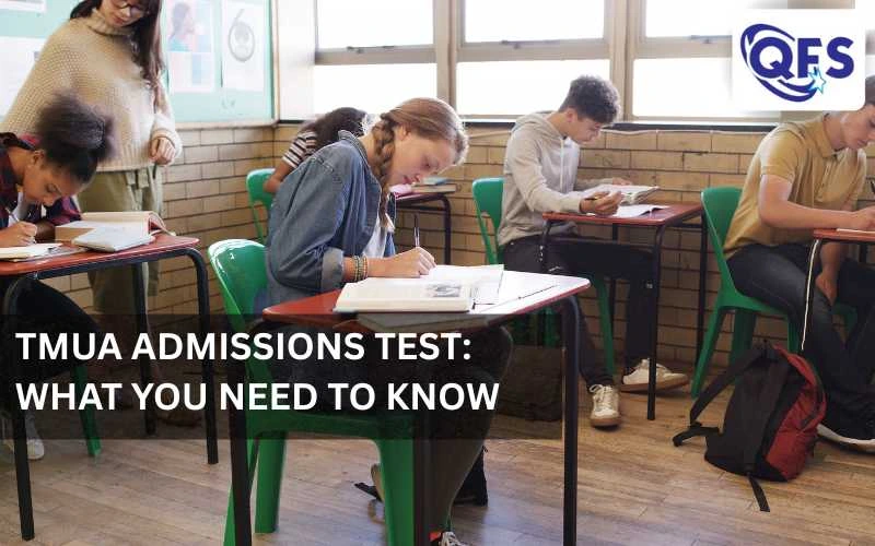 Student preparing for the TMUA admissions test using practice papers with guidance from QFS.