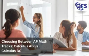 Students studying AP Math while comparing AP Calculus AB and AP Calculus BC