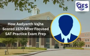 Student scoring 1570 after focused SAT practice exam training at QFS Bangalore