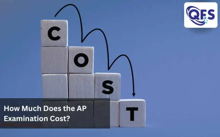 AP exam cost concept with wooden COST blocks and downward arrows for 2025 trends