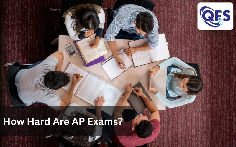 Student studying for AP exam with advanced placement courses and textbooks on desk