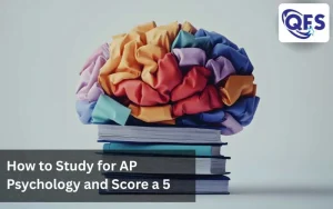 Student studying AP Psychology with textbooks and notes for the Advanced Placement exam