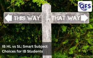 Student choosing IB HL and SL subjects with academic guidance.