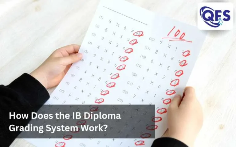 Parent reviewing IB grading scale and student results.