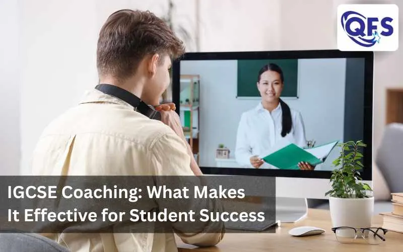 Student attending IGCSE coaching online via laptop