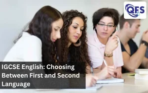 Students reading and writing in English for IGCSE exam