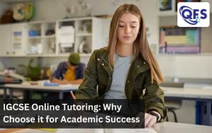 Student attending IGCSE online tutoring session on laptop