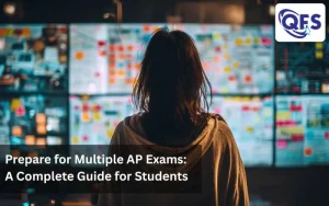 Student studying for multiple AP exams using AP classrooms and online advanced placement resources.