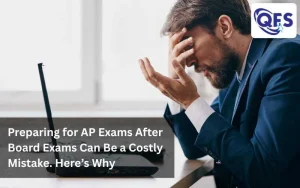 Student preparing for AP exams before boards, reviewing AP syllabus with focus