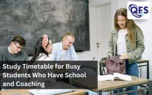Busy student following a study timetable for school, coaching, & exam preparation