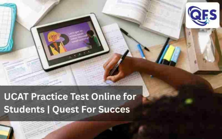 Student taking UCAT practice test online with Quest For Success platform
