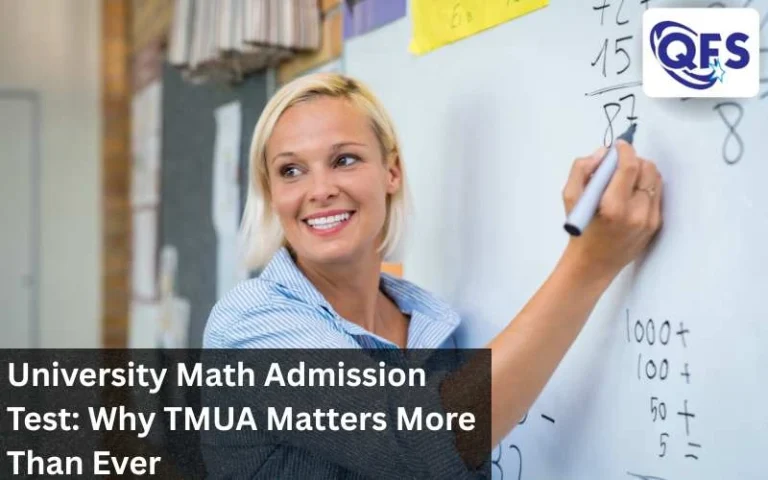 Student solving TMUA-style maths problems while preparing for a university maths admission test.