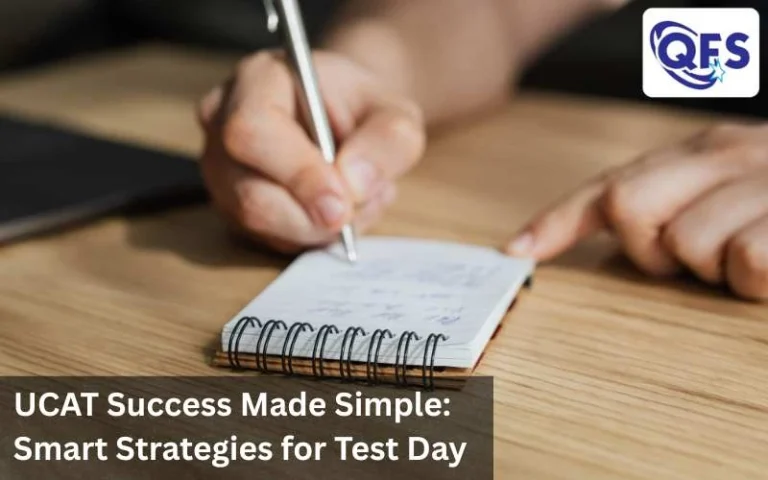 Student practising UCAT test prep on a laptop with keyboard shortcuts visible.