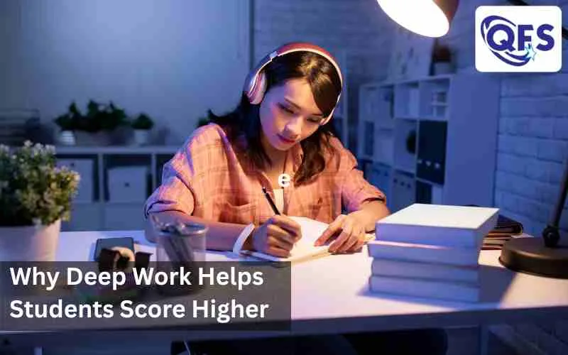 Student practicing deep work with full focus while studying for exams