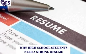 High school student preparing a resume with guidance from QFS