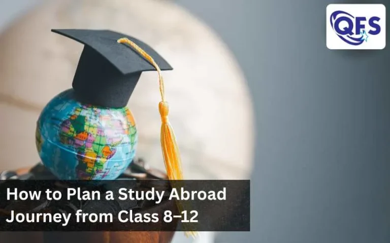 Student mapping a study abroad journey from Class 8 to 12