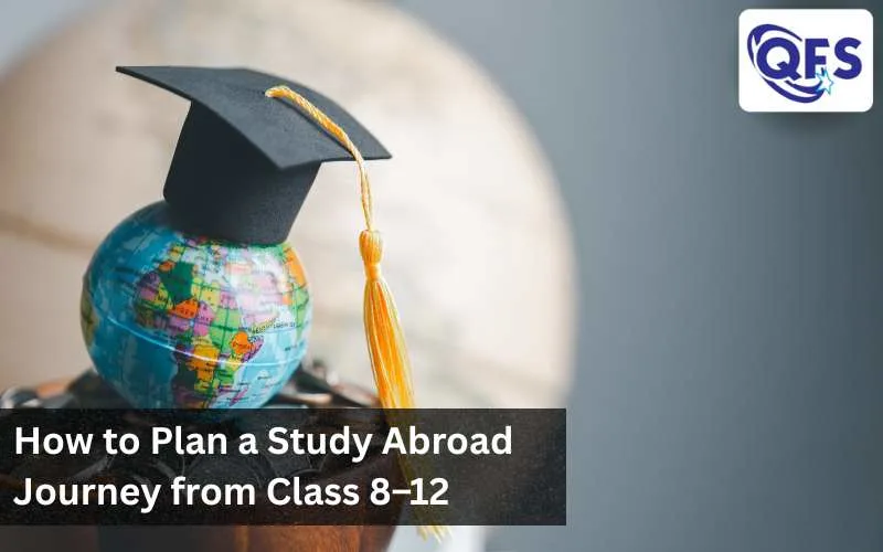 Student mapping a study abroad journey from Class 8 to 12