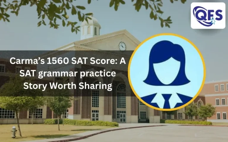 Student scoring 1560 after focused SAT grammar practice at Quest for Success