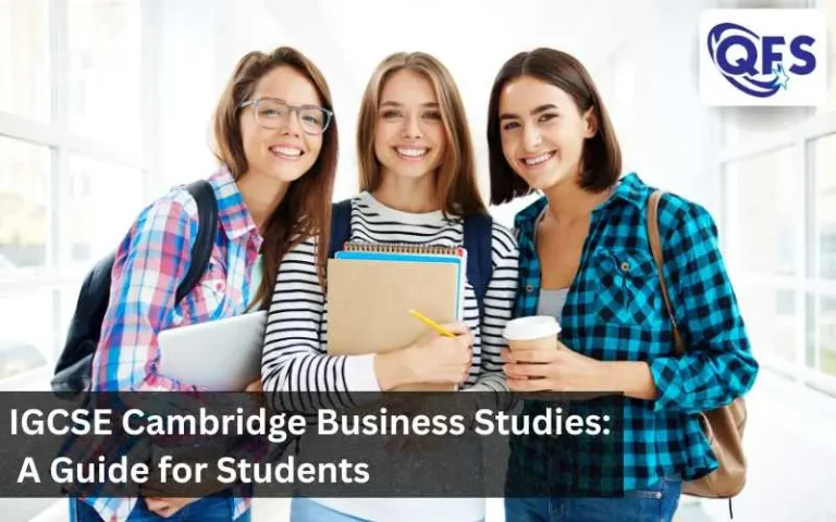 Student studying IGCSE Cambridge Business Studies with notes and textbooks