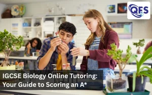 Student attending an IGCSE Biology online tutoring session on laptop