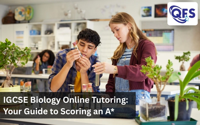 Student attending an IGCSE Biology online tutoring session on laptop