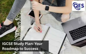 Student following an organised IGCSE Study Plan with books and notes