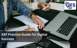 Student doing SAT practice on a laptop for Digital SAT preparation