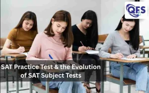 Student working on SAT practice test at a desk