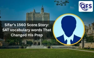 Student scoring 1560 after training with SAT vocabulary words practice at QFS