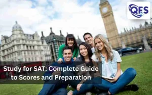 Students study for SAT using digital tools and textbooks