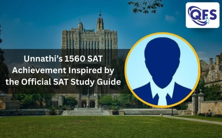 Student scoring 1560 after using the official SAT study guide aligned prep at QFS