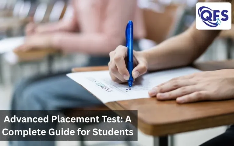 Student preparing for an advanced placement test with books and notes