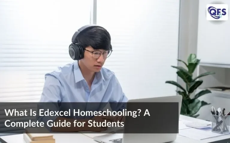 Student attending an Edexcel homeschooling online class with guidance from Quest for Success