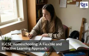 Student studying at home as part of an IGCSE homeschooling program with online learning support