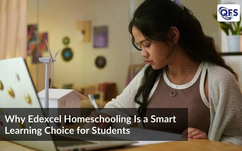 Student studying at home through Edexcel homeschooling with online learning support from Quest for Success