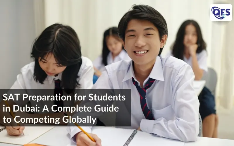 Students preparing for SAT exam in Dubai classroom environment